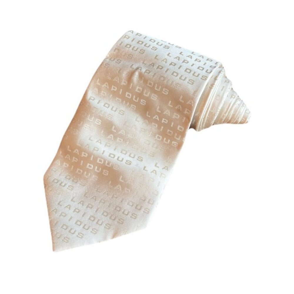 Ted Lapidus 60 x 3.75 Cream Spellout Silk Neck Tie